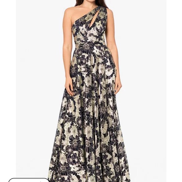 Betsy & Adam Women's Navy and Gold Dress Size 8 - Picture 1 of 7